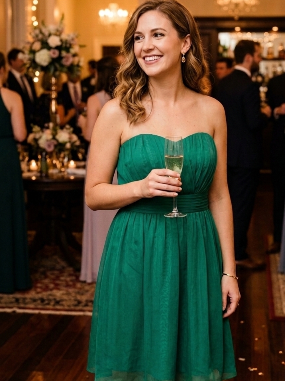 NWT The Limited Event Green Strapless Evening Cocktail Bridesmaid Dress Size 14